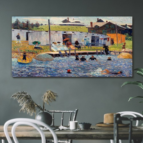 Painting lake village - lake,