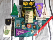 Collection of Boy Scout items inc. Scarf, Badges, Pendants, Souvenirs 