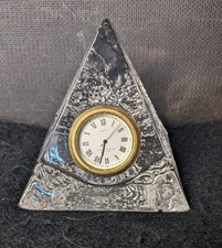 Vintage Dartington Crystal Pyramid Desk Clock / Paperweight