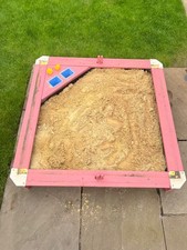 Outdoor Sandpit Garden Kids Pink Wooden Playground 