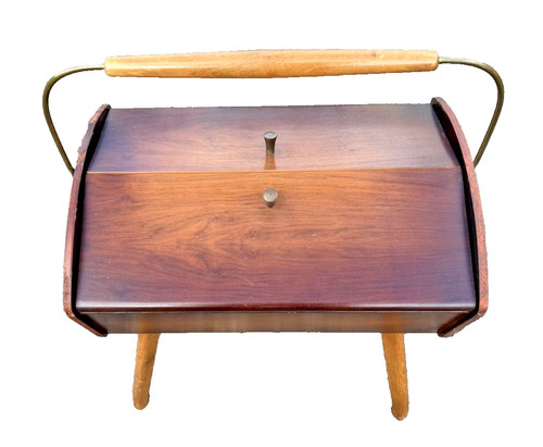 1950s sewing box wooden veneer - 1950s,