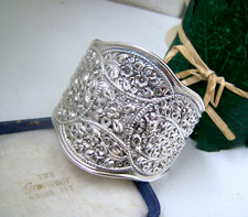 VINTAGE SOLID 925 STERLING SILVER MODERNIST BRACELET BANGLE CUFF 7.5" 8" SLAVE