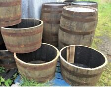 Half Whiskey Barrel Oak Planter Wooden Flower Garden Pot Basket Tubs Container.