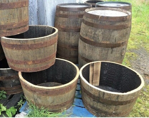 Half whiskey barrel - half,