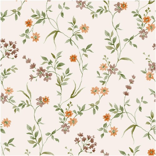 Lila floral textured cream - floral,