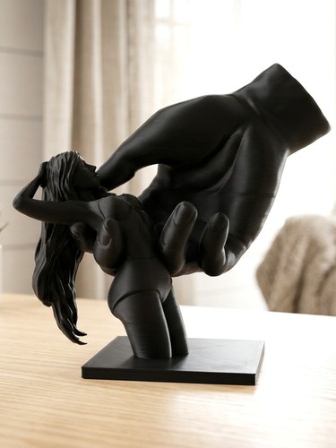 Giant hand holding woman - holding,