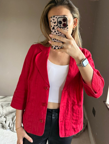 Per una pure linen red - per, button