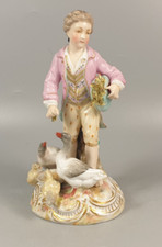 Antique Volkstedt  Porcelain Figurine – Triebner Ens & Eckert – Boy with Geese