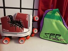 Monster quad roller Skates converse style red & white size UK 3 skating retro