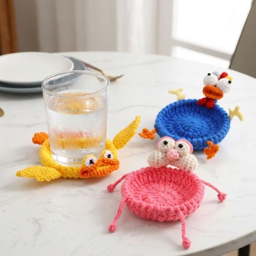 1pc crochet animal coaster - crochet,