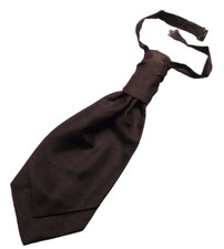 Cravat Tie Mens Wedding Scrunchie Ruche Pre Tied Adjustable CHOCOLATE BROWN 
