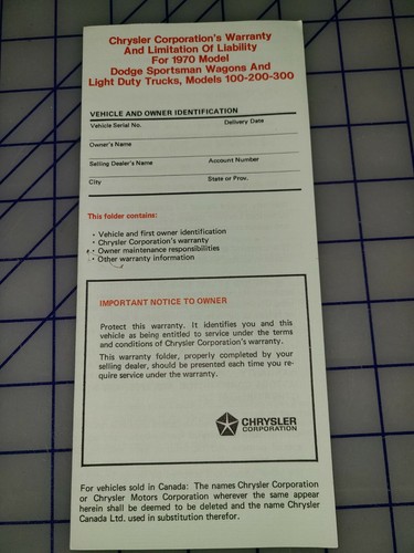 1970 dodge warranty - 1970,