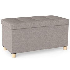 Linen Fabric Storage Ottoman