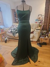 Beautiful Emerald Green Occasions Dress. Fitted With Corset Back With Green Gems