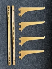 Vintage Metal Shelf Brackets And Wall Hanging Fixings Slotted Gold Tone Shelves