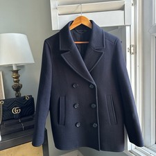 Jigsaw Navy Pea Coat , Herringbone , Size 12 UK , Great Condition