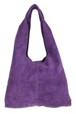 Genuine Suede Leather Tote Plain Open Shoulder Bag Slouch Large Handbag UK