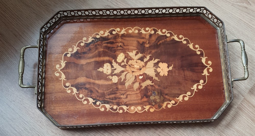 Vintage italian marquetry tray - italian,