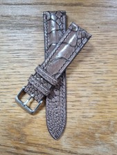 Ostrich leather center scale (cappuccino) 20mm watch strap Handmade in UK