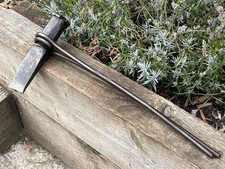 Vintage Blacksmiths Forge Hot Cut Off Chisel & Holding Bar 1-1/2" Wide Old Tool