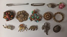 14 Vintage Costume Brooches Job Lot for Repair Crafting Spares