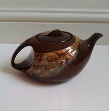 Vintage Art Deco Brown Ceramic T - Flo Teapot Aladdin Style Design VGC 