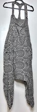 Black White Spirals Baggy Low Crutch Harem Dungarees Jumpsuit Size UK 14 16 18