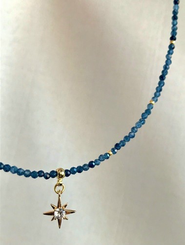 Sapphire necklace 2mm faceted - sapphire,