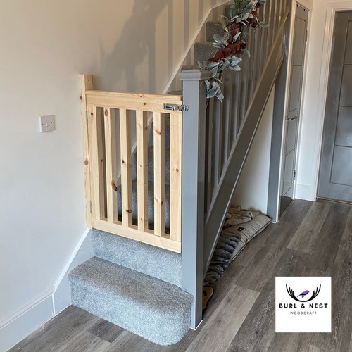Bespoke wooden stair gate - wooden,