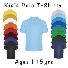 Kids Boys Girls Plain Polo T