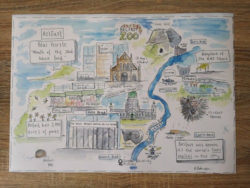 Belfast art illustrated map - , a3