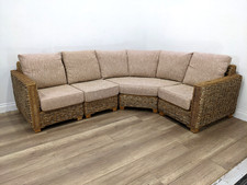 CORNER SOFA 5 Seater Rattan Weave Removable Cushions Conservatory FREE DELIVERY