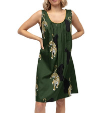 Cyberjammies Olive Short Nightdress Leopard Print Womens Comfortable Nightwear