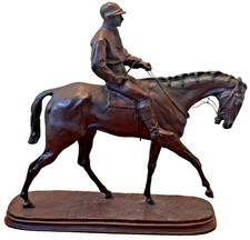 Pierre Jules Mene French Horse Jockey Resin Bronze Statue Sculpture Vtg Art Rare