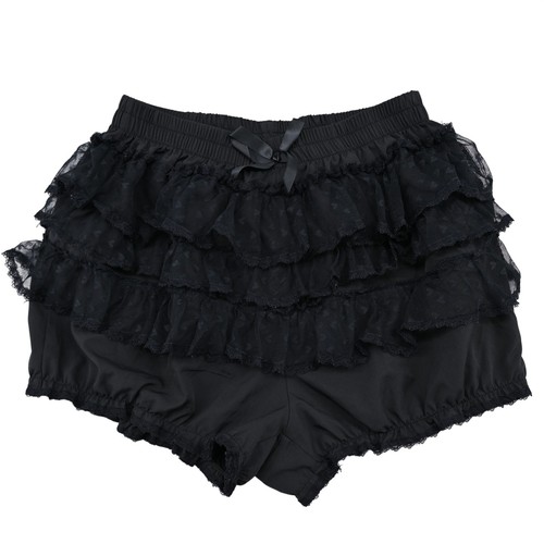 Black ruffle lace bloomers - black,