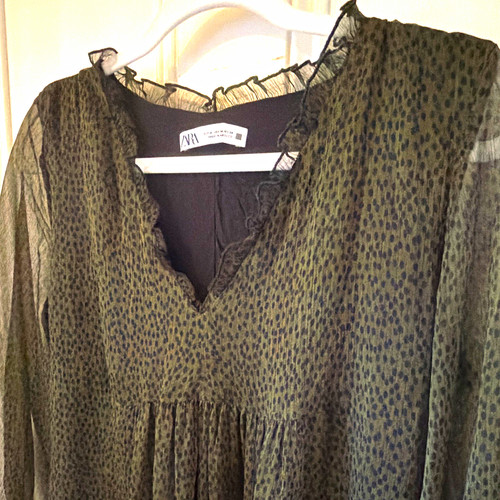 Zara green black polka dot - green/black,