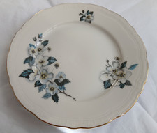 Pretty Vintage Blue Rose Bone China 7 Inch Side Plate Made In Czechoslovakia