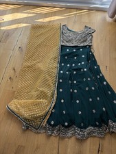 Mehndi lengha green yellow - lengha,