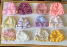 NEW  set of 2 knitted seamfree premature Baby hats, £3.95 Each Set inc p&p