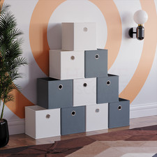 4/8 Foldable Fabric Storage Collapsible Folding Storage Cube Basket Box 'UKFR'