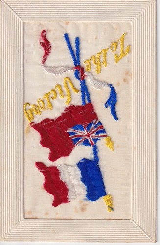 Postcard wwi embroidered silk - wwi,