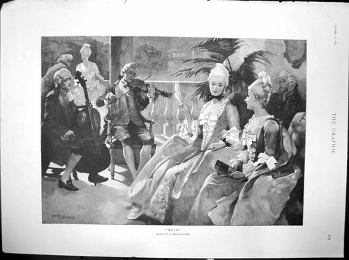 Antique old print music - antique,