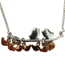 SILVER NECKLACE MUMMY DADDY Bird Cute Family Chicks On Branch Pendant Gift + Bag