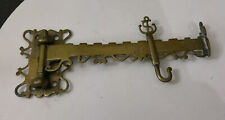 Antique Victorian Ornat Brass Fireplace Range Bracket Crane Hook Eagle Backstamp