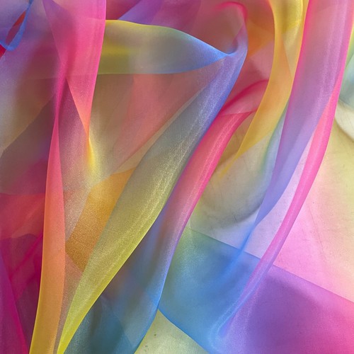 Rainbow organza fabric - rainbow,