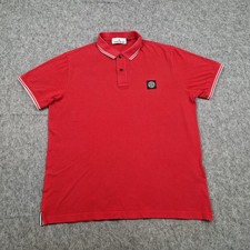 Stone Island Shirt Mens XXL 2XL Red  Compass Logo Terrace Casual Polo Top