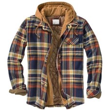 Plaid Lumberjack Jacket Work Hooded Men Shirt Flannel Sherpa New Warm Hoodie UK