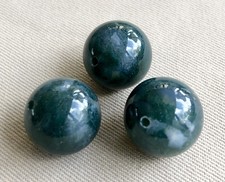 LAST 3 Large Moss￼ Agate Top Quality Gemstone Beads, 16-17mm, Polished, MA#3