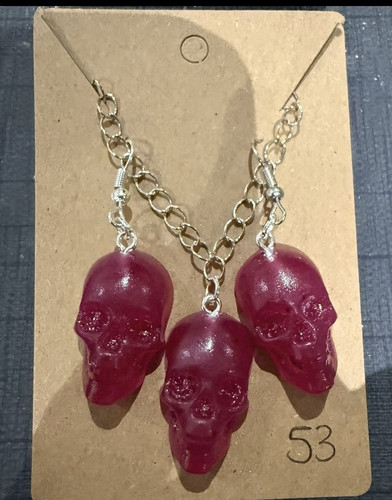 Purple and silver resin skull
