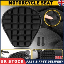 2PCS Black Motorcycle Seat Cushion Cover Pillow Pad Universal Pressure Relief